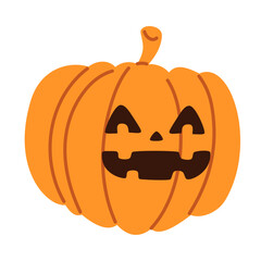 Flat vector illustration in children's style. Cute pumpkin for Halloween holiday with spooky face . Vector illustration