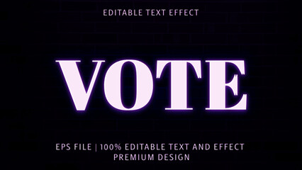 Vote 3d editable text effect, font editable, typography, 3d text for Election.vector template