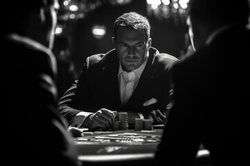 Intense poker player in a high-stakes game