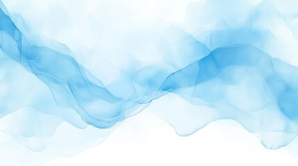 Fototapeta premium The image is a blue and white watercolor painting of a wave. The blue color is dominant, and the white background creates a sense of depth and contrast. The painting evokes a feeling of calmness