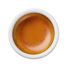 Perfectly Brewed Espresso in White Ceramic Cup with Rich Brown Crema Seen From Above