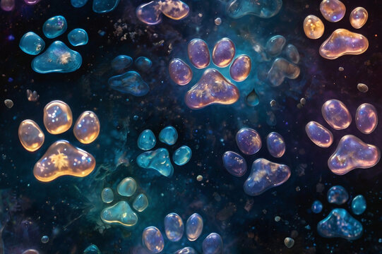 Dog Pawprints in a Floating Cosmic Jelly - Powered by Adobe