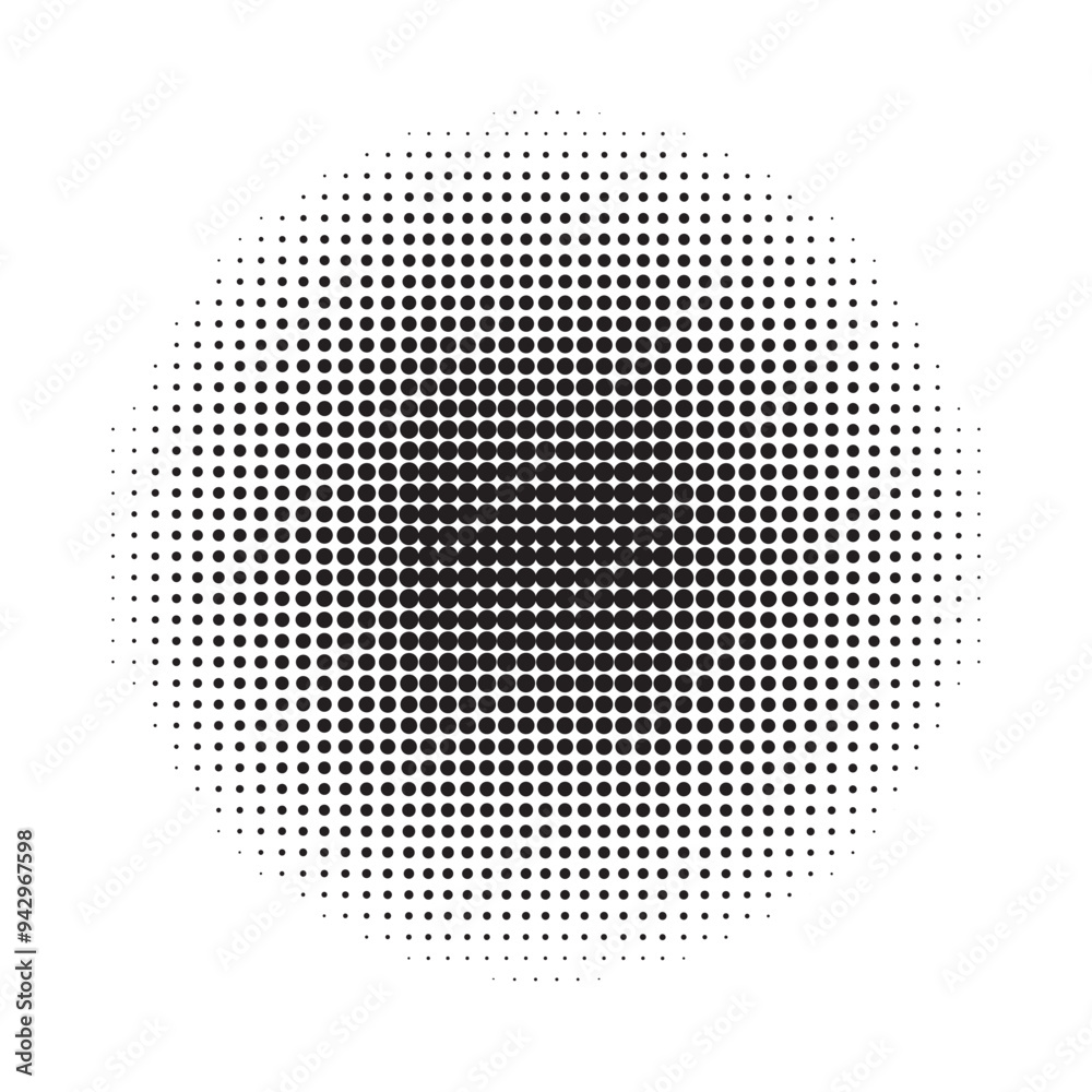 Aufkleber black and white circular halftone dot pattern. halftone retro background for comics or pop art illus