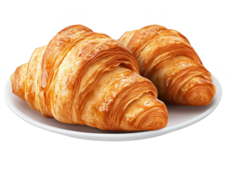 Two Freshly Baked Croissants on a White Plate