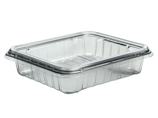 Clear Plastic Food Container with Lid  Empty  Isolated on White Background