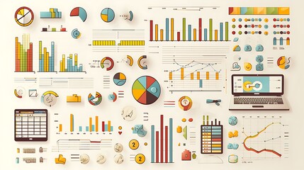 A comprehensive vector illustration of a large set of modern business icons including graphs, finance, and office tools