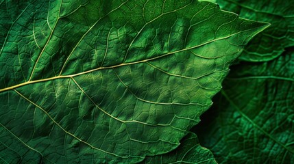 close up detail of a green plant leaf vein
