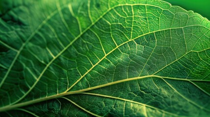 close up detail of a green plant leaf vein