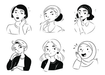 Hand Drawn Doodle Character Woman Avatar