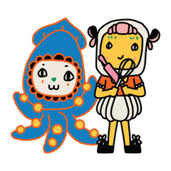 Hand drawn trendy cute cartoon.