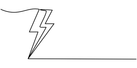 bolt electric  in continuous line drawing style, Line Drawing Lighting Strike Icon, Flash Continuous Line Illustration, Lightning, Energy Editable Continuous Line Icon