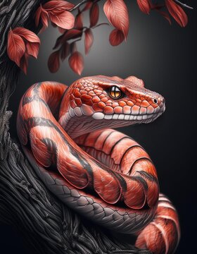  Red snake  in a tree