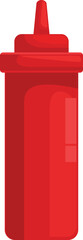 Red plastic bottle dispenser containing tomato ketchup, mayonnaise, mustard or other sauces for branding mockups