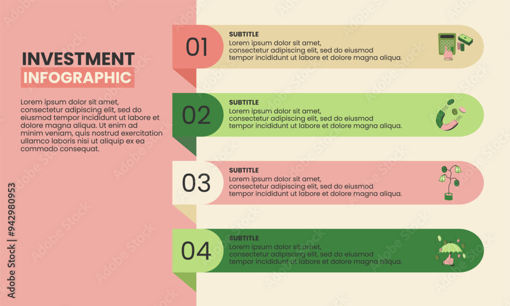 Wall mural modern presentation infographic for investment, finance, saving, business design template can be use