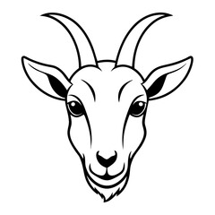 Goat head minimal logo, Goat face silhouette vector illustration