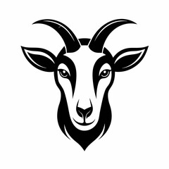 Goat head minimal logo, Goat face silhouette vector illustration