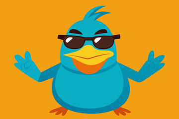 A bold and humorous cartoon of a duck character vector art illustration