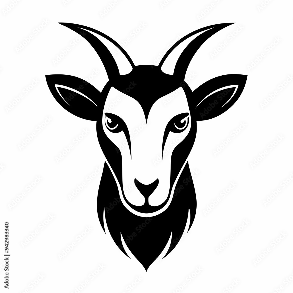 Wall mural goat head minimal logo, goat face silhouette vector illustration