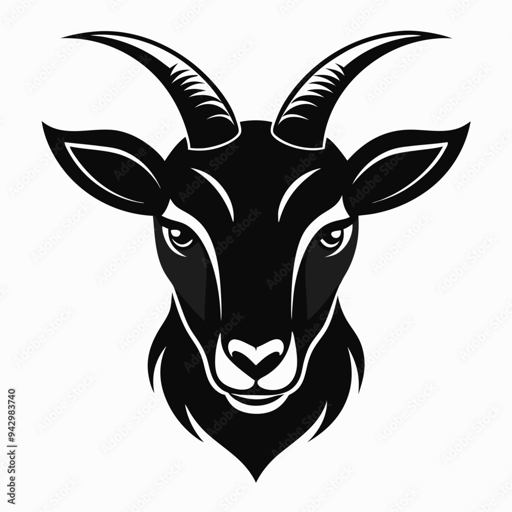 Wall mural goat head minimal logo, goat face silhouette vector illustration