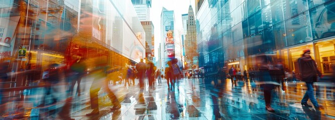 digital multicolor moving silhouettes of businessmen and ordinary people