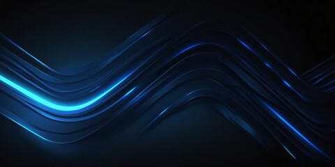 Abstract blue light trails flowing on dark background