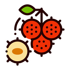 Rambutan Fruit icon. vector icon with filled outline style