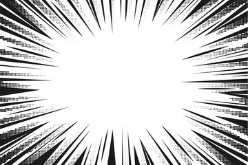 Naklejka premium Comic zoom lines background. Radial speed lines for comic book, print, magazines, wall art, manga