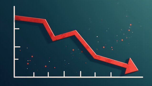 Red Downward Trend Arrow Graph