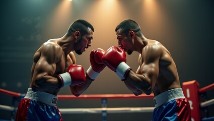 Two Boxers Facing Each Other in a Boxing Ring