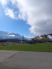 Skiing in austria holiday in mountains with snow