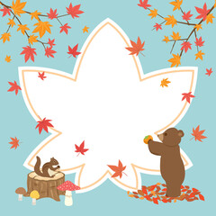 Naklejka premium 秋の動物たちの背景素材