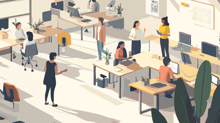 Diverse and Inclusive Workplace Collaboration in Modern Office Setting, Multicultural Team Discussing Projects, Working Together