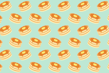 seamless pattern with pancakes with butter and maple syrup for banners, cards, flyers, social media wallpapers, etc.