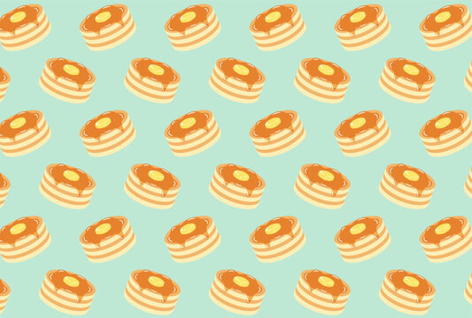 seamless pattern with pancakes with butter and maple syrup for banners, cards, flyers, social media wallpapers, etc. - Powered by Adobe