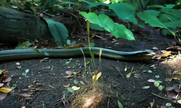 a green snake in the forest