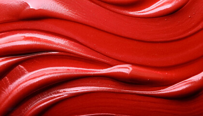 Beauty background, Cosmetic product red color, or texture concept; close up liquid