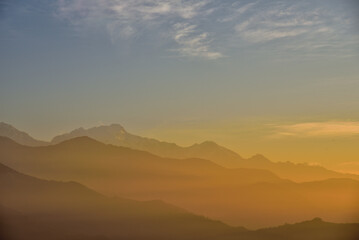 The Beautiful view of Annapurna Himalaya Range from Sarangkot in Pokhara, Nepal