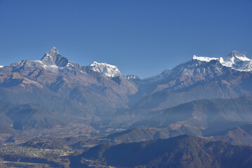 The Beautiful view of Annapurna Himalaya Range from Sarangkot in Pokhara, Nepal