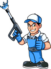 Washer Pressure worker mascot character
