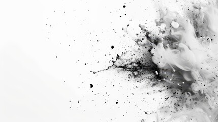 A white background with black and grey splatters of paint. The splatters are scattered all over the background, creating a sense of chaos and disorder. The image evokes a feeling of creativity