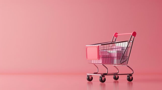 Mobile shopping, app-based retail experience, 3D illustration, convenient shopping concept, copy space,