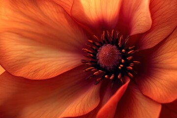 Close-Up of Vibrant Orange Flower with Deep Red Center