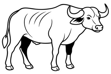 Water Buffalo liner art vector, Buffalo minimal illustration