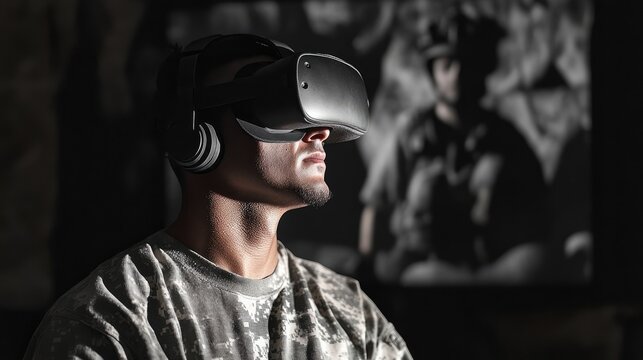 Soldier Experiencing Virtual Reality