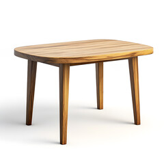 Round wooden table isolated on white