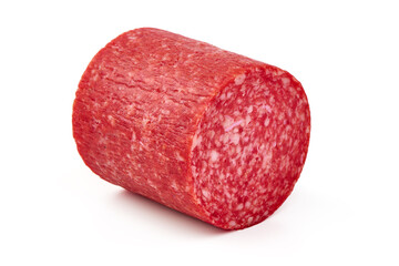 Pepperoni sausage, isolated on white background.