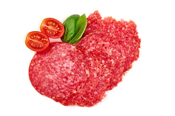 Pepperoni sausage, isolated on white background.