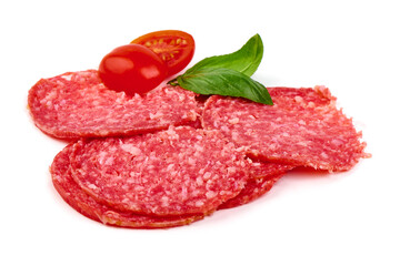 Pepperoni sausage, isolated on white background.