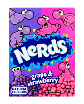 Nerds grape and strawberry fruit flavour candy sweets in a 46.7g box