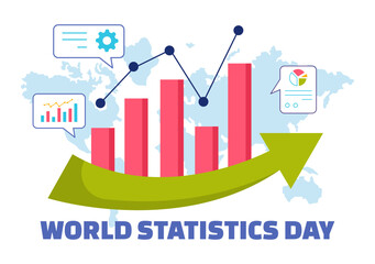 National Statistics Day Vector Illustration Featuring Data Calculation for Socioeconomic Planning and Policy Formulation, a Flat Cartoon Background